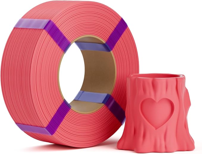 PLA Basic Refill Filament 1.75mm, No Spool 3D Printer Filament, Dimensional Accuracy +/- 0.02mm, Fits for Most FDM 3D Printers, 1KG Ruddy Pink