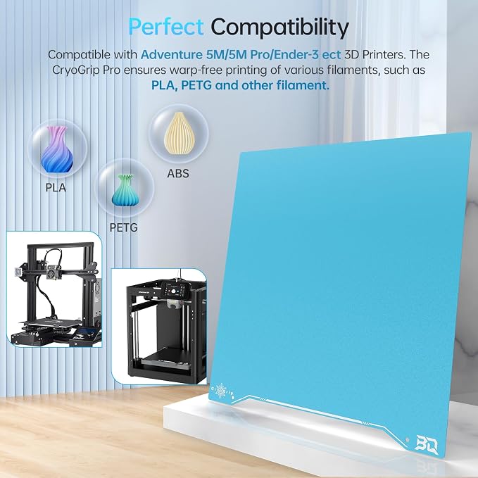 BIQU CryoGrip Pro Frostbite for Ender-3/V3/Pro/V2/V2 Neo/Ender-5/K1C/K1 235x235mm Cold Build Plate Room Temperature Print Double Sided Removable Surface Platform