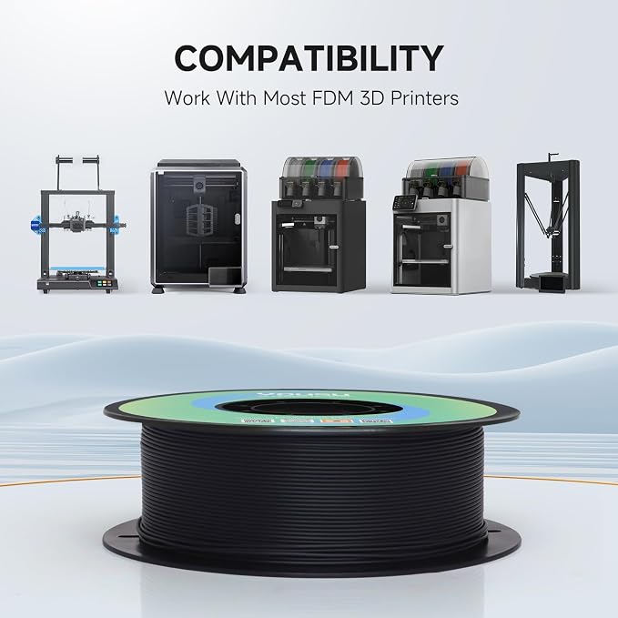 YOUSU Matte PLA Filament 1.75mm Black, Matte 3D Printing PLA Filament 1KG, Dimensional Accuracy +/- 0.02mm, PLA Matte 3D Printer Filament 1.75mm for All 3D Printers(2.2lbs)