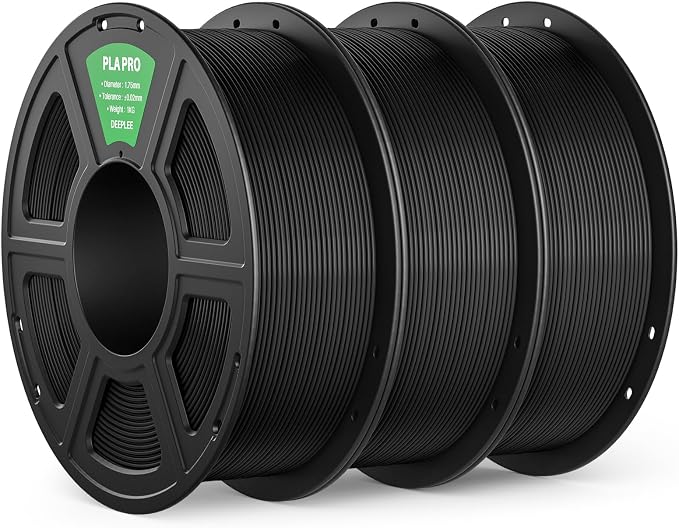 PLA PRO Filament 1.75mm, Stronger Toughness 3D Printer Filament, PLA Filament Dimensional Accuracy +/- 0.02 mm, Neatly Wound, Fits Most FDM 3D Printer, 3 Pack Black