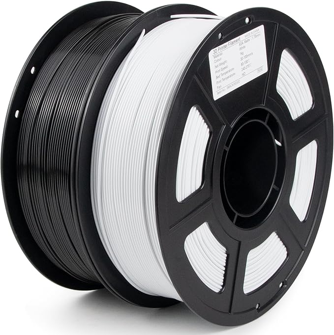 ASA Filament 1.75mm Bundle, UV&Heat Resistant&Weather Resistant 3D Printer Filament, Perfect for Outdoor Functional Parts, 2×1kg(4.4lbs), Black+White