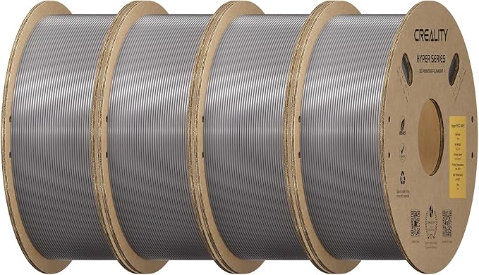 Creality Hyper PETG Filament 1.75mm Bundle 4KG, High-Speed PETG for 30–600mm/s Printing, Low Stringing, Strong Layer Adhesion, +/- 0.03mm Accuracy,Fits for Most FDM 3D Printers(Grey 4-Pack)