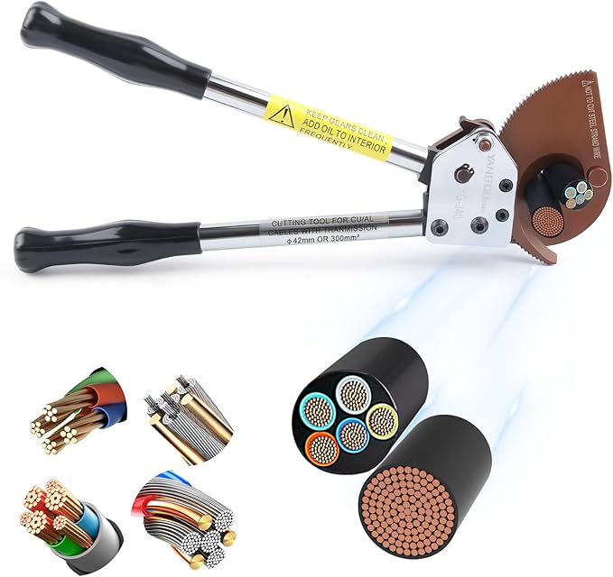 Yangoutool Heavy-Duty Ratcheting Cable Cutters for Large Copper, Aluminum, and Armored Cables - J40 Wire Cutter up to 300 mm², Electrical Wire Cutting Tool