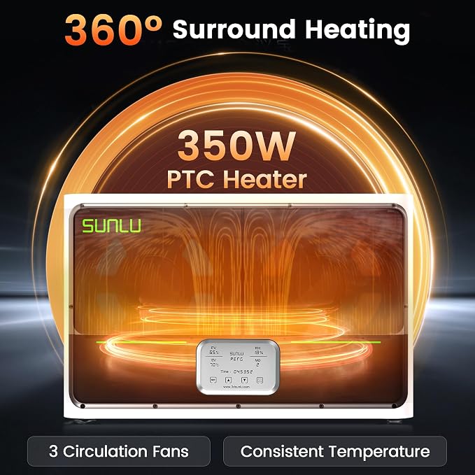 SUNLU S4 3D Printer Filament Dryer, 4 Spools Capacity, White | Upgraded 3 Circulation Fans,350W PTC Heater,70℃ Max Temperature,Intelligent Humidity Control