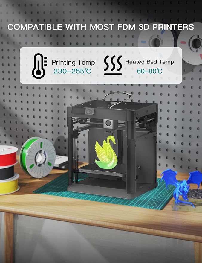 PINBALL PETG Rainbow 3D Printer Filament 1.75mm, Multicolor Transparent PETG Filament, Accuracy +/- 0.02 mm, 1kg Spool (2.2lbs), Lime Color