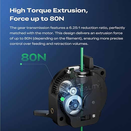 Creality K2 SE Extruder Kit, Strong Capability 48.5 * 42 * 41.5mm High Torque 6.25:1 Reduction Ratio Dual Gears for Smooth Feeding High Hardness and wear-Resistant Gears