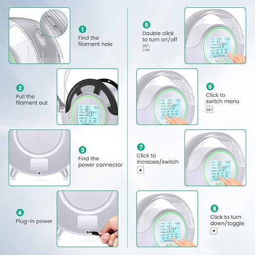 SUNLU Official Filament Dryer S2 Plus, 70℃ Max Temperature, Built-in Circulation Fan, 3D Printer Filament Storage Box Filament Dehydrator, Nylon TPU PLA PETG ABS 3D Printer Filament Dryer Box, White | 70℃ Max Temperature,Touchscreen Control,Filament St...