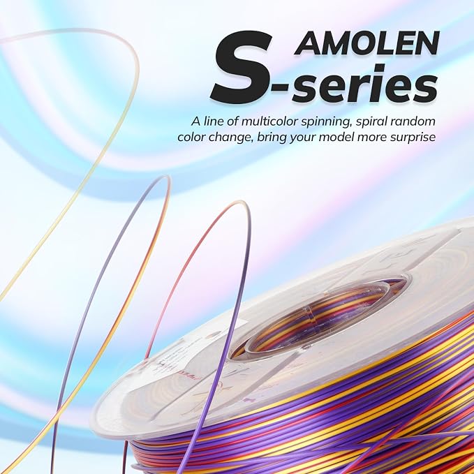 AMOLEN Silk PLA 3D Printer Filament, Multicolor Rainbow PLA 1.75mm for Creative & Decorative, Smooth Gradient Color Change PLA for Most FDM 3D Printer, Gold Purple Red, 1kg (2.2lbs)