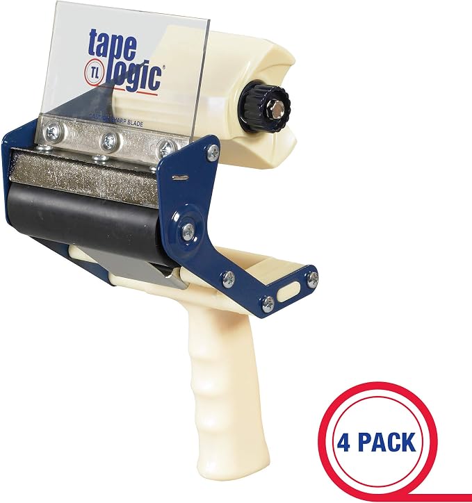 Box USA Tape Logic 4 Inch Heavy-Duty Packing Tape Dispenser Gun, for Packing, Shipping, Moving and Warehouse Use (4 Dispensers)