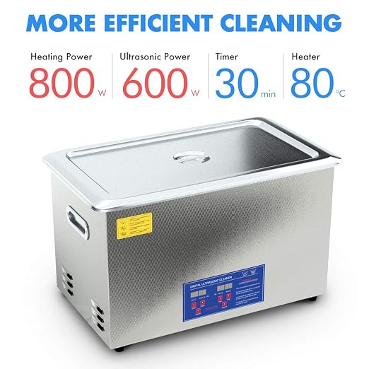 Ultrasonic Parts Cleaner 30L 800W Heated Parts Cleaner for Guns Carburetors Injectors Jewelry Large Capacity Use in Automotive and Firearm Industry Commercial Cleaning Machine Upgrade