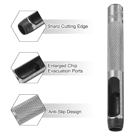 HARFINGTON Leather Round Hole Punch, 8mm Hollow Hole Puncher Cutter Carbon Steel Circle Hole Punching Cutting Tool for Belt/DIY Leather Craft