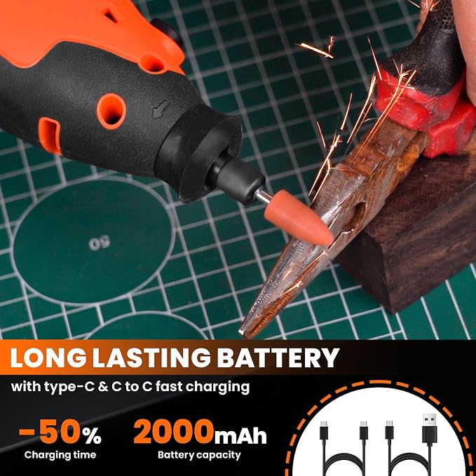HARDELL 12V Cordless Rotary Tool,35000RPM Digital Display Power Rotary Tool | High Power 8000-35000RPM,6 Speeds,80 Accessories,Larger Long-Lasting Fast-Charging Battery,for Sand/Grind/Carve/Polish/Cut