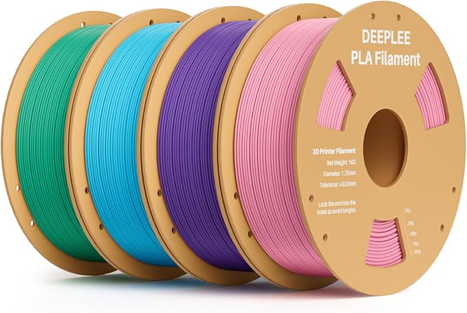 PLA 1.75mm 3D Printer Filament, Dimensional Accuracy +/- 0.02mm, Neatly Wound, No Clogging, Vacuum Package, Fits for Most FDM 3D Printers, 4 Pack 1kg Pink & Purple & Sky Blue & Sea Green