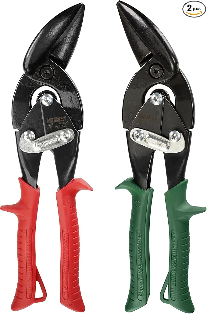 MIDWEST Blackout Series Aviation Snip - Left and Right Cut Offset Tinner Shears, Made in the USA - MWT-6510CO-NP