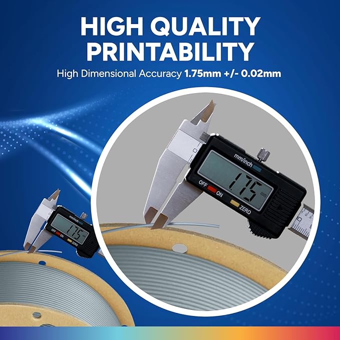 OVERTURE PLA Plus (PLA+) Filament 1.75mm, Stronger & More Durable, Professional Toughness 3D Printer Filament 1kg (2.2lbs), High Precision +/- 0.02mm, Tangle-Free (Light Gray)