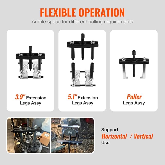 VEVOR Bearing Puller Kit 14-Piece, 5 Ton Bearing Separator, Pinion Wheel Bearing Removal Kit with 2" and 3" Jaws, Bearing Separator and Puller Set, Heavy Duty Bearing Splitter Tool Kit with Case
