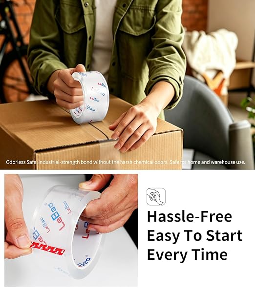 Heavy Duty Packing Tape with Dispenser, Strong HD Clear Packaging Tape, 18 Rolls 1.88 in. x 60 yd. x 2.7MiL, Secure Sealing for Cardboard Moving Boxes Shipping Supplies