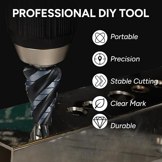 Four Spiral Flute Step Drill Bit Set, 1/8"-1-3/8" (59 Sizes), 5PCS High-Speed Steel Unibit Step Bits with 1/4" and 3/8" Hex Shank for Stainless Steel,Metal,Aluminum,Wood,Plastic