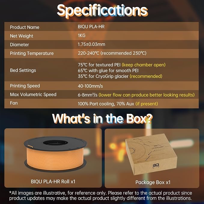 BIQU PLA-HR Flexible 3D Printer Filament Specifically for Printing Airless Basketballs, 1.75mm 1KG Spool (2.2lbs), Triple Color Filament for Most FDM 3D Printer, Blue-Orange-White
