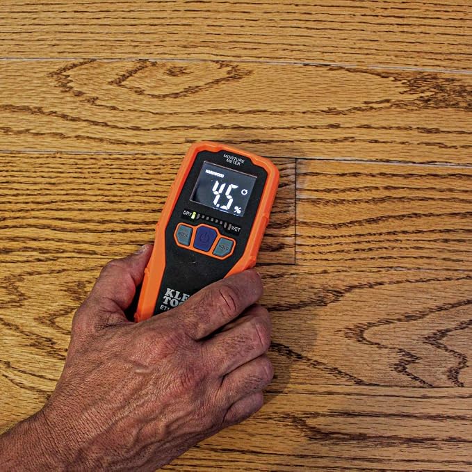 Klein Tools IR5 Dual Laser 12:1 Infrared Thermometer & ET140 Pinless Moisture Meter for Non-Destructive Moisture Detection in Drywall, Wood, and Masonry; Detects up to 3/4-Inch Below Surface