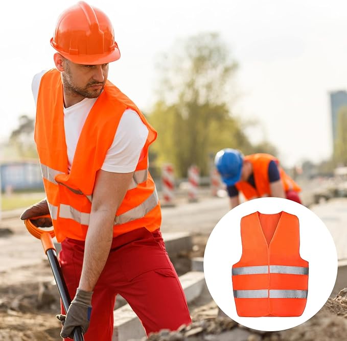 Tarpop 60 Packs Safety Vests Pack High Visibility Construction Vests Reflective Working with 2 Reflective Strips