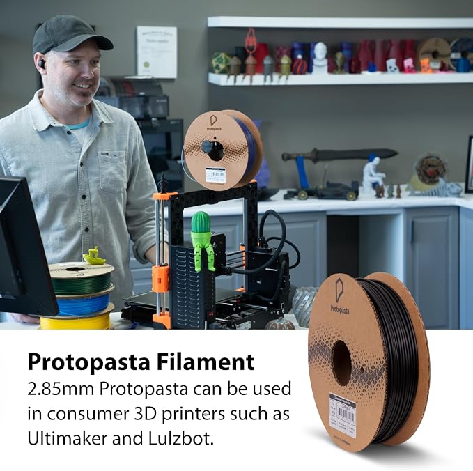 Protopasta Electrically Conductive Composite Black PLA 3D Printer Filament for Electrically Conductive 3D Prints | Easy Printing with Low Warp | 2.85mm Filament | 500g with Recyclable Cardboard Spool