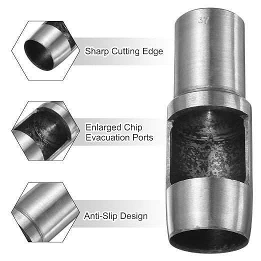 HARFINGTON Leather Round Hole Punch, 37mm Hollow Hole Puncher Cutter Carbon Steel Circle Hole Punching Cutting Tool for Belt/DIY Leather Craft