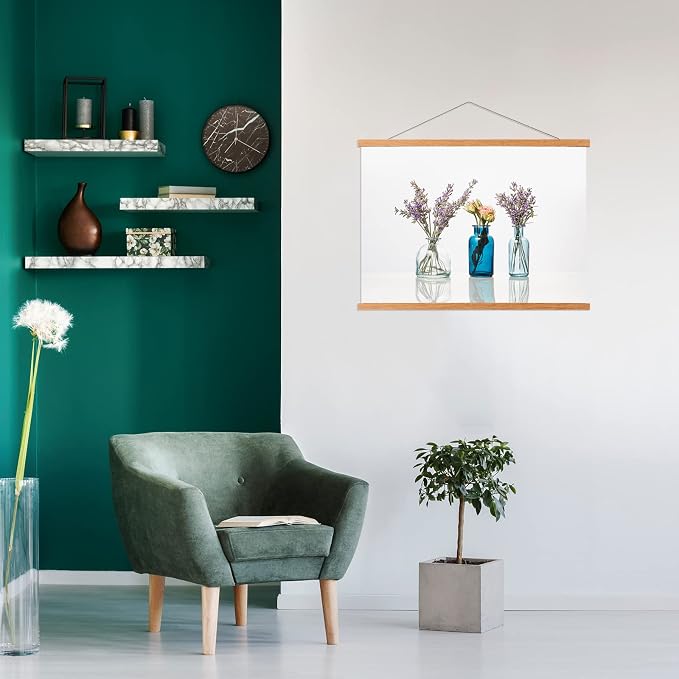 FALAMON Magnetic Poster Hanger Frame, 24x36 36x48 18x36 Teak Wood Magnet Poster Frame for Posters, Prints, Photos, Pictures, Maps, Scrolls, and Canvas Artwork