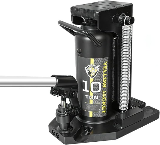 YELLOW JACKET Toe Jack, 10 Ton Saddle/5 Ton Claw 2-in-1 Low Profile Lift Jack, Heavy Duty Hydraulic Claw Jack for Automotive, Machinery, Construction, Farm, Garage