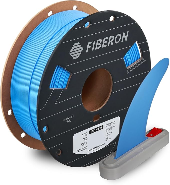 Polymaker Fiberon Blue PET-GF15 3D Printer Filament 1.75mm 1KG, 15% Glass Fiber Reinforced, High Strength & Heat Resistance, Ideal for Automotive, Industrial & Functional Parts, AMS Compatible