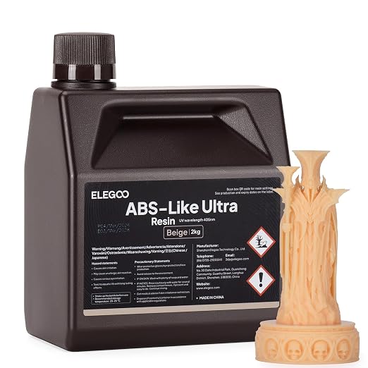 ELEGOO ABS-Like Ultra Resin with Extra Strength and Toughness, Compatible with MSLA/DLP/LCD Resin 3D Printer, Perfect 3D Printer Resin for Tool Application, Beige 2000g
