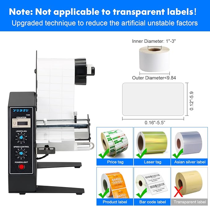 Automatic Label Dispenser,1150D,Automatic Label Separator,Label applicator, 110V,1-8m/min, Auto Counting Portable Label Applicator for Various Bottles Label Sizes