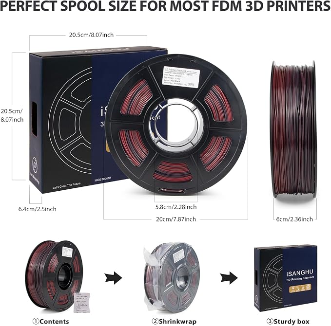 Colored ASA Filament 1.75 +/- 0.02mm - UV/Rain/Heat Resistant Durable 3D Printer Filament, No Warping, Non Odor & Fumes - Perfect for Outdoor Functional Mechanical Parts, 1kg Spool/Red+Black