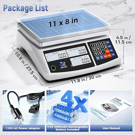 Industrial Price Counting Scale, 22lb/10kg x 0.1g Digital Bench Scale Inventory Scale for Small Parts Coin Scale, lb/g/kg/oz Units Electronic Gram Scale with LCD Backlit Display Large Platform