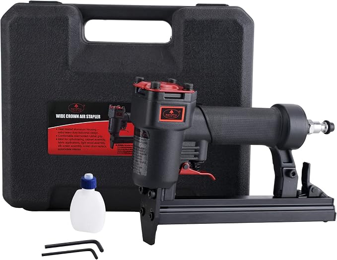 AEROPRO Tools 7116A 22 Gauge Air Stapler Pneumatic Staple Gun, 71 Series 3/8 Inch Crown 1/4-Inch to 5/8-Inch Upholstery Stapler for Upholstering, Woodworking and DIY Projects