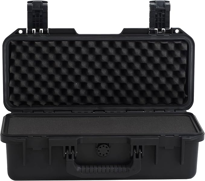 MEIJIA Premium Waterproof Hard Camera Case,Hard Case with customizable fit foam,Full Protection with Light&Convenient Design,Elegant Black (18.3"x8.4"x6.7")