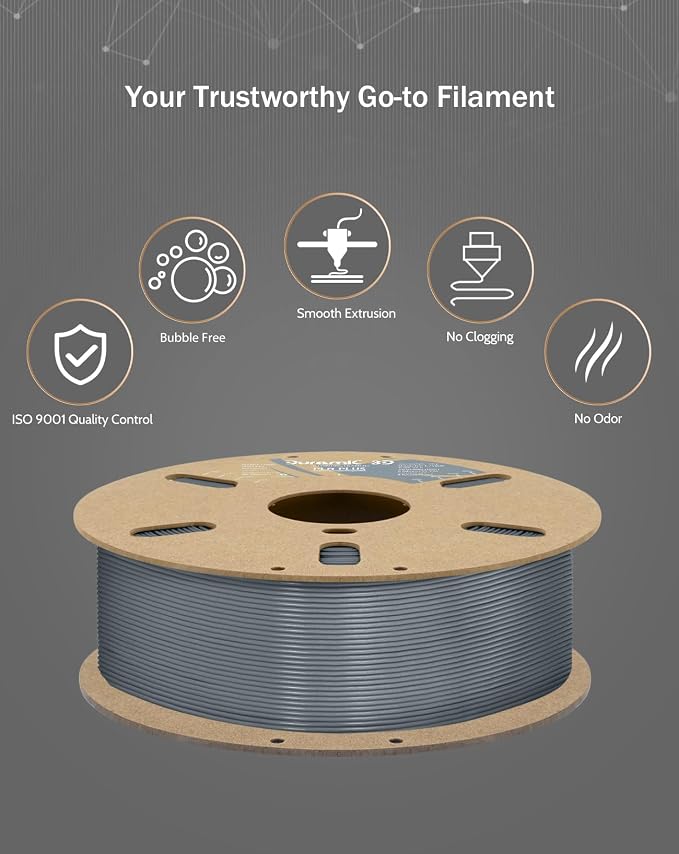 DURAMIC 3D PLA+ Printer Filament 1.75mm PLA Plus Neatly 2Kg Spool(2.2lbs) | PLA Pro Tougher and Stronger, Dimensional Accuracy Probability +/- 0.02mm Silver