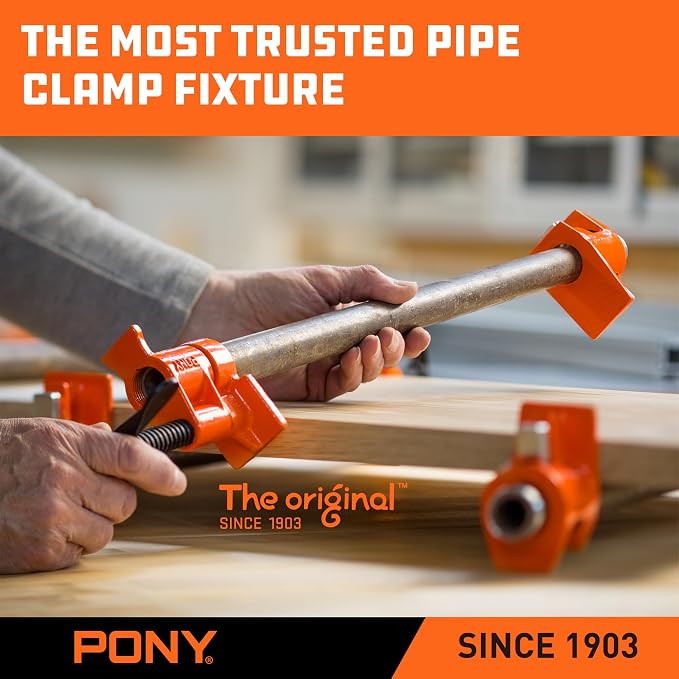 PONY ORIGINAL 2-Pack 50 Wood Gluing Pipe Clamp Fixture for 3/4 Inch Black Pipe