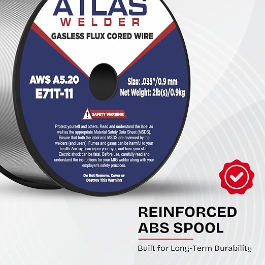 (3 Pack) ATLASWELDER Flux Core Welding Wire, E71T-GS .035 Inch 2LB, Gasless Mild Steel MIG Welding Wire with Low Spatter for All Position Welding