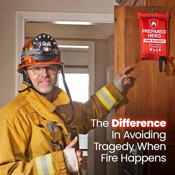 Prepared Hero Emergency Fire Blanket - 1 Pack - Fire Suppression for Kitchen, 39” x 39” Fiberglass Fire Blanket for Home