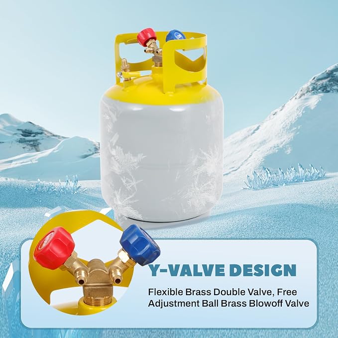 FAHKNS Refrigerant Recovery Tank 30 LB for R22, R134A, R410A Refrigerant with 1/4 SAE Y-Valve Liquid/Vapor Reclaim Tank Reusable