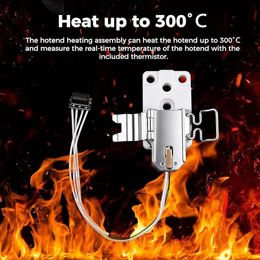 ENOMAKER Bamboo Hotend Heating Assembly Kit for Bambu A1, A1 Mini Series 3D Printer, 300℃ Quick Swap Clamp with Heater&Thermistor, Secure Heat Block Ceramic Heating Base, Mounting Clip Accessory,White