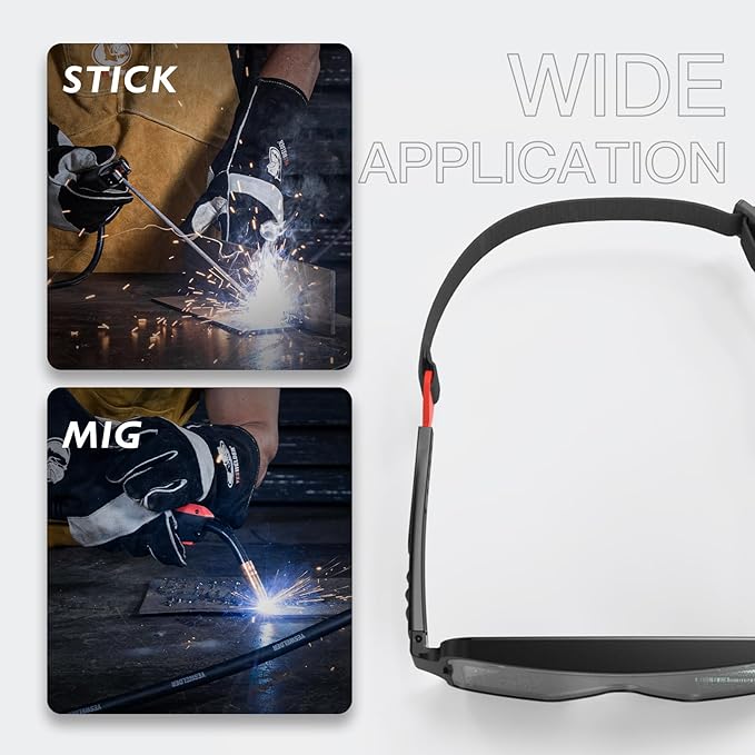 YESWELDER True Color Auto Darkening Welding Goggles, 2 Sensors Solar Powered Lightweight MIG/TIG/Stick Welder Glasses, for Permanent Jewelry Making & Tight Space Exhaust Repair