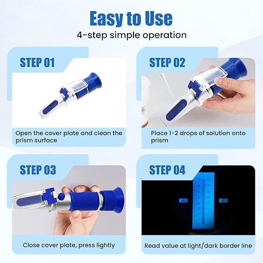 DEF Refractometer 0-40% AdBlue Diesel Exhaust Fluid Urea Concentration Refractometer Hand Held Refractometer with ATC for Automotive Diesel, Made of Copper Not Cheap Aluminum (Model AMR001)