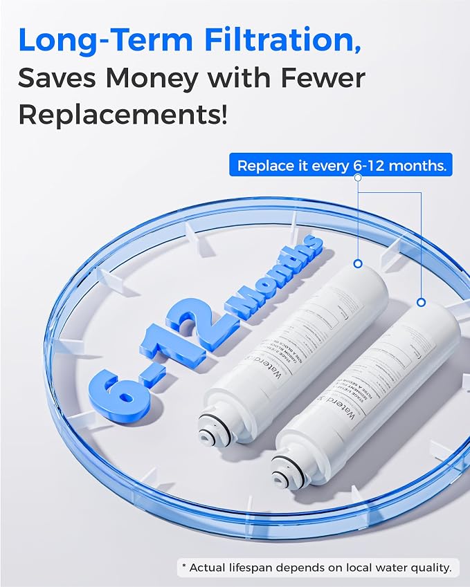 Waterdrop UVF2 Cooler Filter Compatible with Brio®2 Stage Water Filter Replacement NFMPP5M, MIB200PKF, UVF2 Series Models of Brio® Bottleless Water Cooler Dispenser CLPOU520UVF2, CLCTPOU520UVF2 4 Pack
