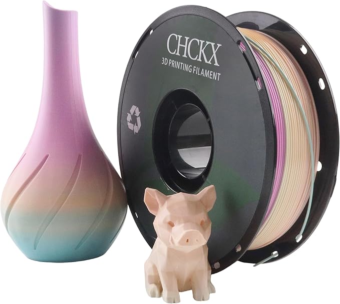 PETG Rainbow 3D Printer Filament, Dimensional Accuracy +/- 0.03 mm, 1kg Spool(2.2lbs), 1.75 mm Fit for Most 3D Printers,Yellow Pink Blue