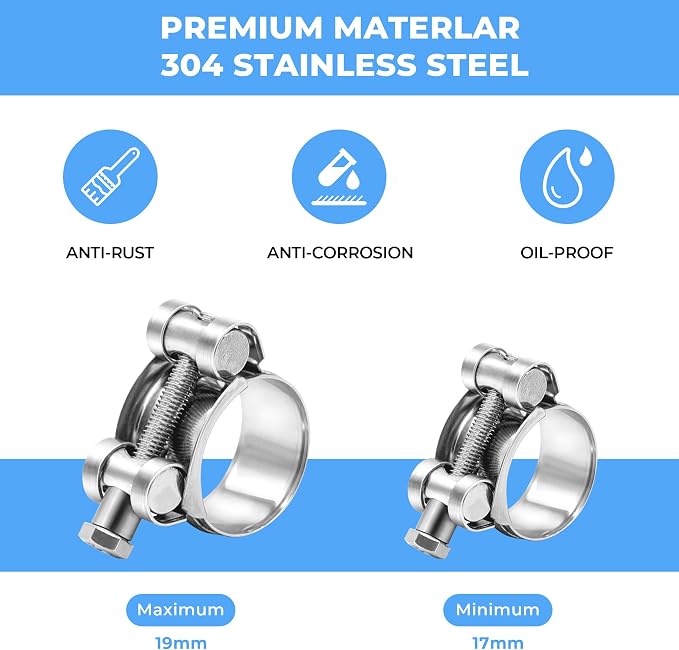 130Pcs 6-25mm Spring Band Hose Clamps With 6 Pack 17-19mm T-Bolt Hose Clamp