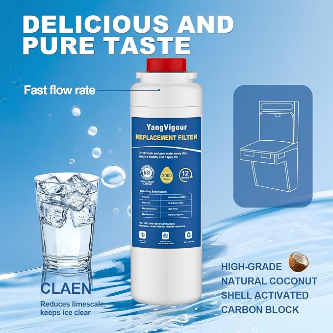 Water Filter Replacement Compatible with Elkay 51300C, 51300C Water Filter, Compatible with EzH2O Filter, 51299C, 55898C, High Capacity 3000 Gallon (2 PACK)