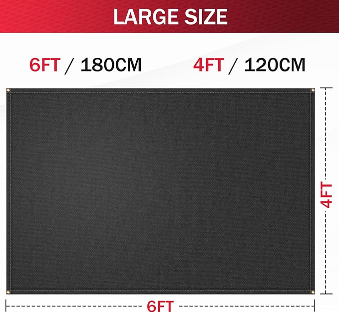 Silicone Coated Welding Blanket 4x6 ft - Heavy Duty Heat Resistant Fabric, 1022 °F Fire Resistant Blankets, High Temp Insulation Blanket for Industrial, Smoker, Camping, Grill