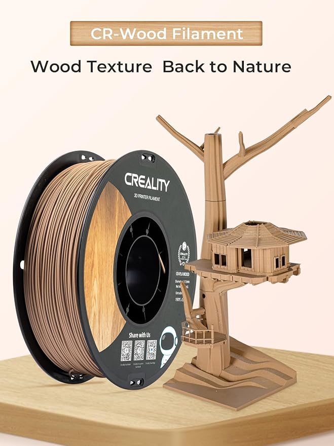 Creality Wood Filament PLA 1.75 mm, Smooth Silk Texture, 1kg(2.2lbs)/Spool for 3D Printer